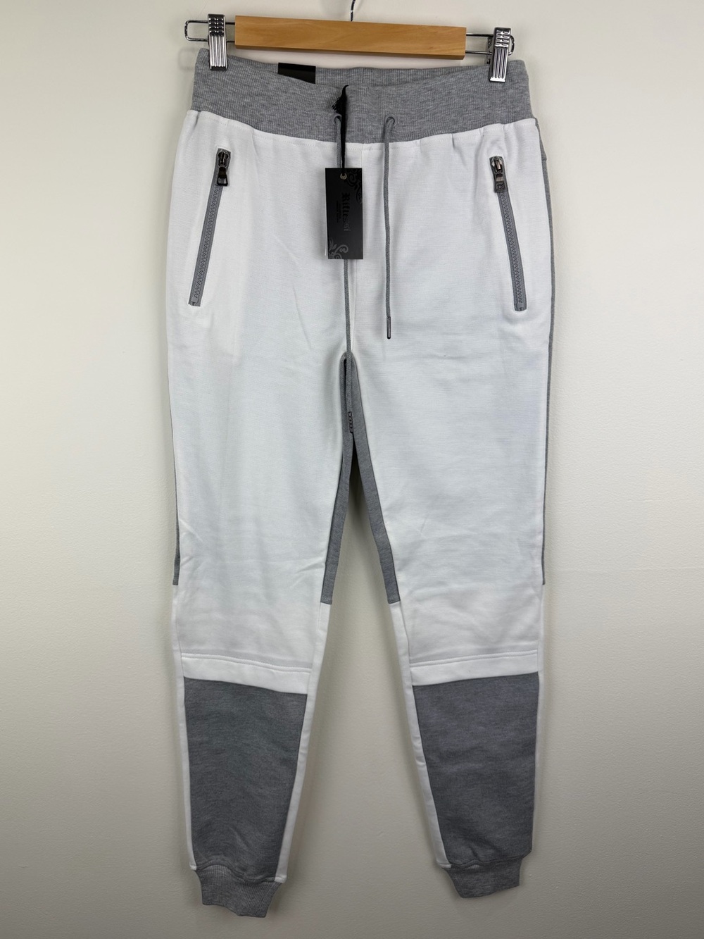 Riflessi Premium Edition Men’s Colorblock Jogger Pants White Gray Size M NWT